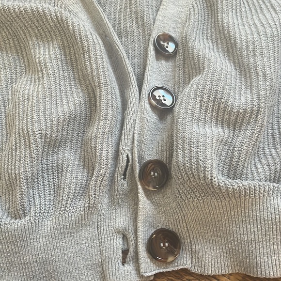 Abound Oversized Cropped Light Grey Button Up Cardigan - Picture 2 of 5